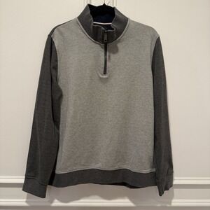 Magaschoni Men's Size M/M Gray Colorblock Quarter Zip Pullover Sweater